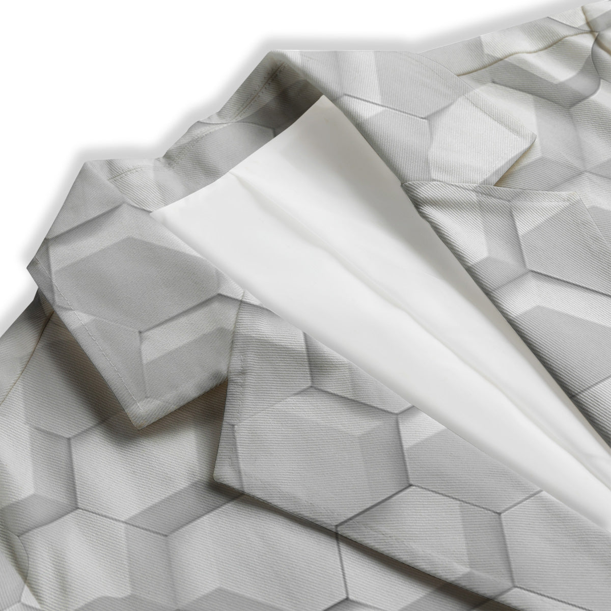 Abstract Hexagonal White 3D Print Pattern Women's Blazer-grizzshop