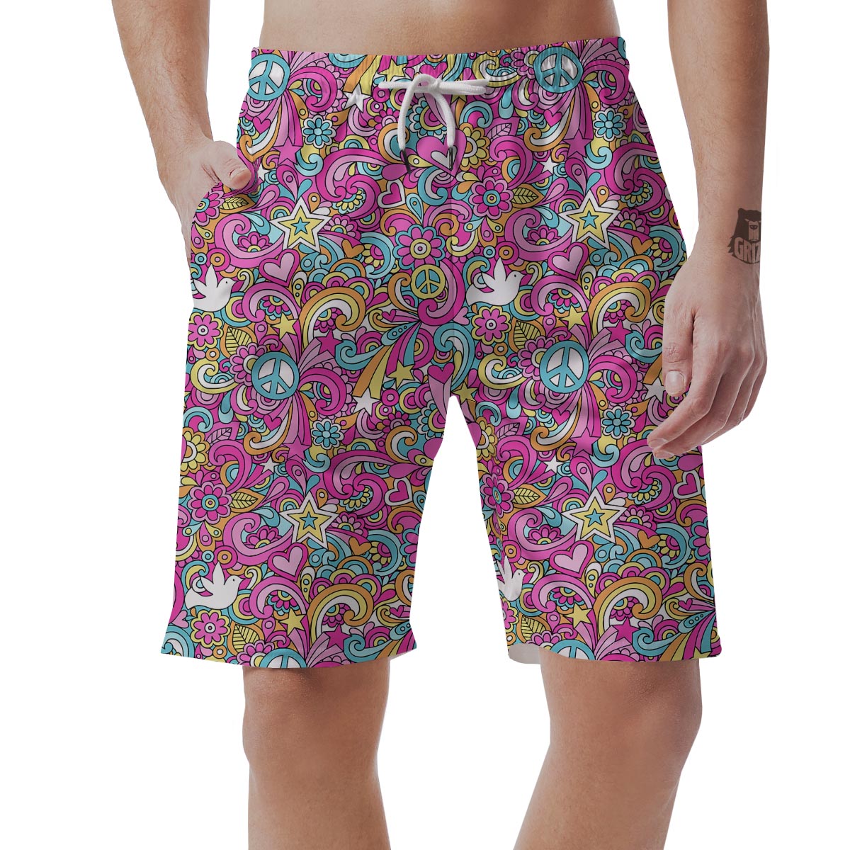 Abstract Hippie Men's Shorts-grizzshop