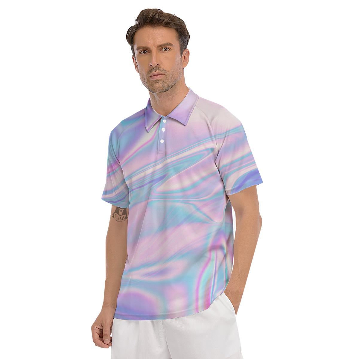 Abstract Holographic Men's Golf Shirts-grizzshop