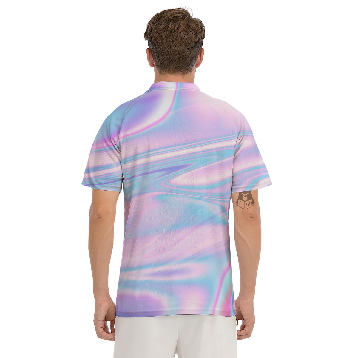 Abstract Holographic Men's Golf Shirts-grizzshop