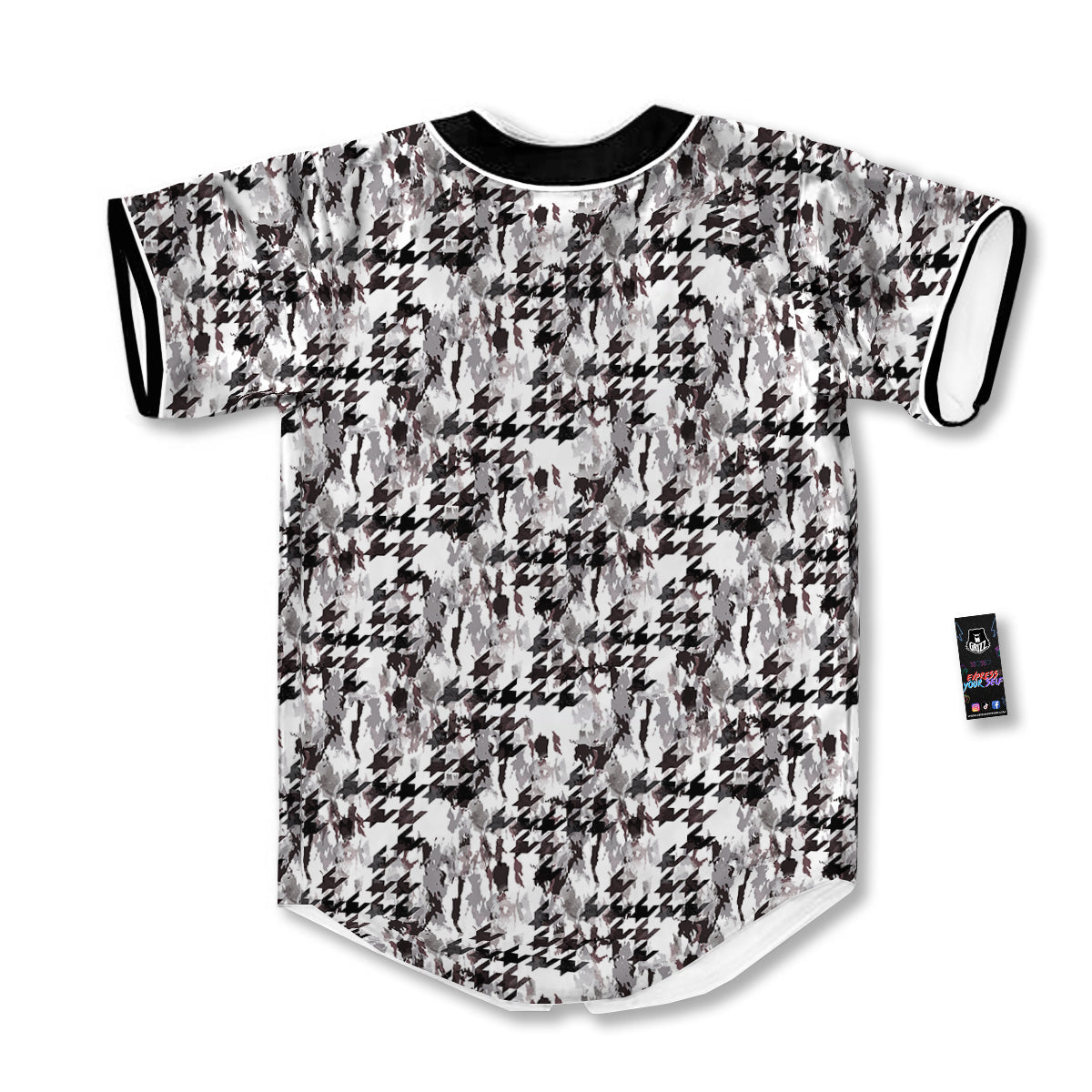 Abstract Houndstooth And Camo Print Pattern Baseball Jersey-grizzshop