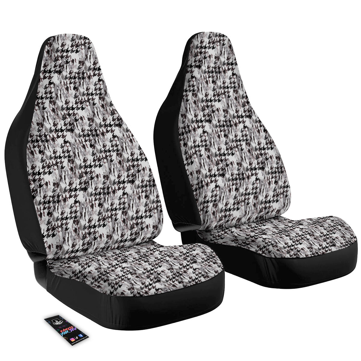 Abstract Houndstooth And Camo Print Pattern Car Seat Covers-grizzshop