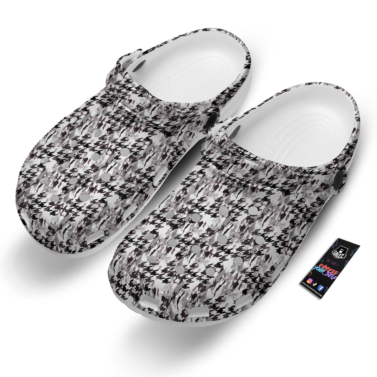 Abstract Houndstooth And Camo Print Pattern Clog-grizzshop