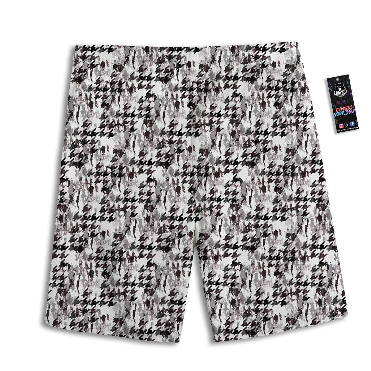Abstract Houndstooth And Camo Print Pattern Men's Athletic Shorts