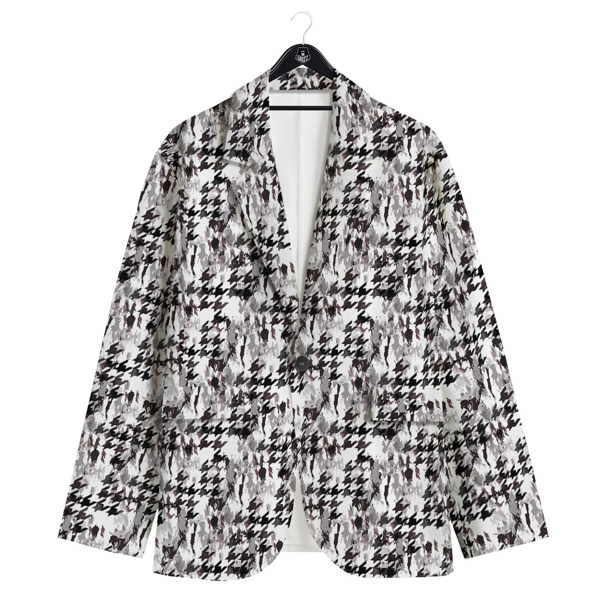 Abstract Houndstooth And Camo Print Pattern Men's Sport Coat-grizzshop