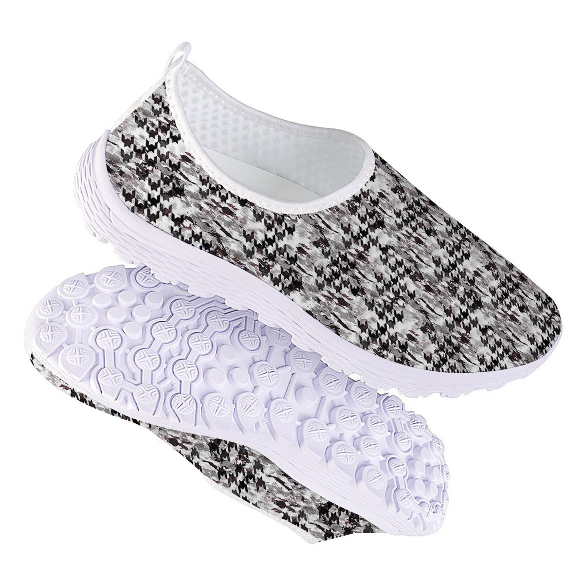 Abstract Houndstooth And Camo Print Pattern Nurse Shoes-grizzshop