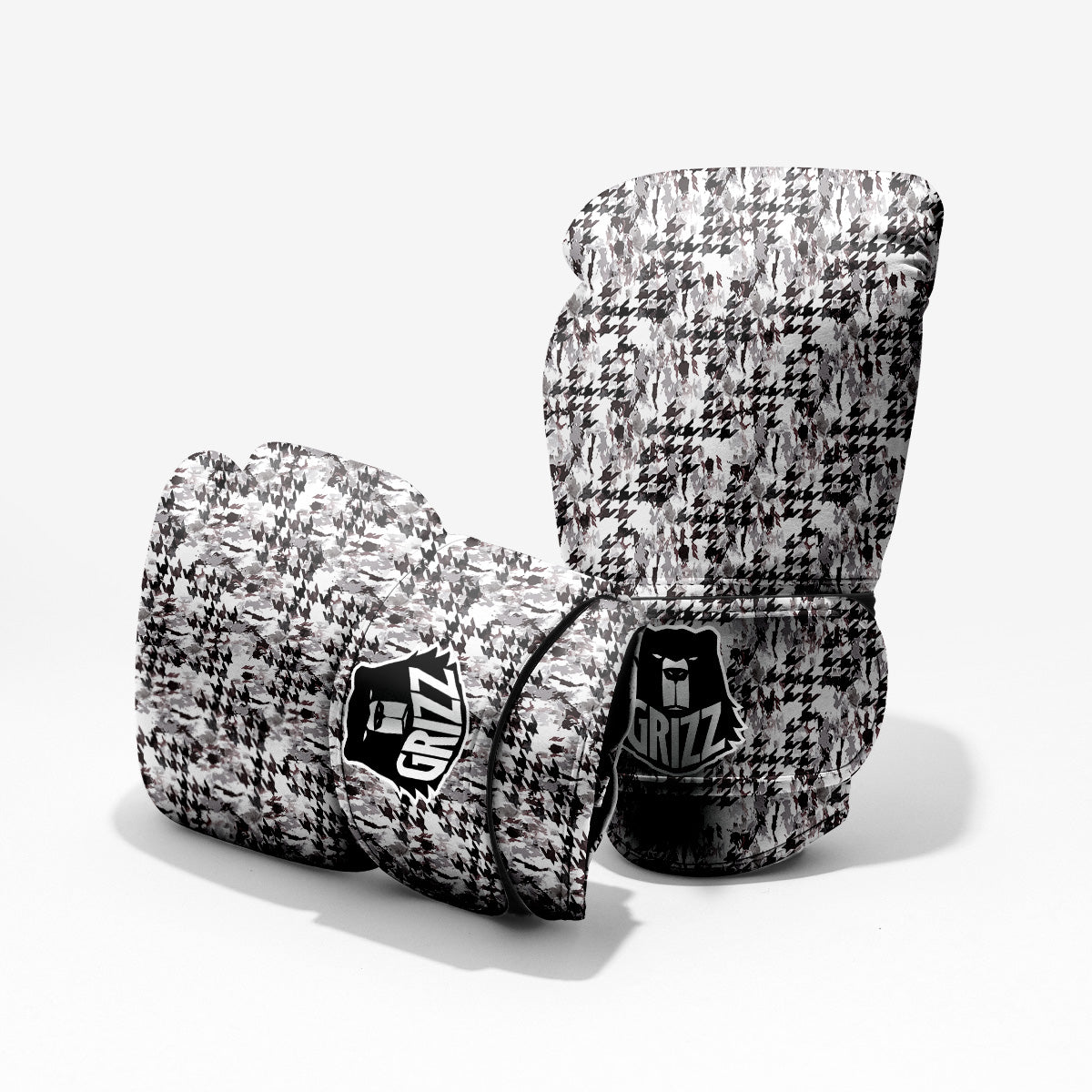 Abstract Houndstooth And Camo Print Pattern Pro Boxing Glove