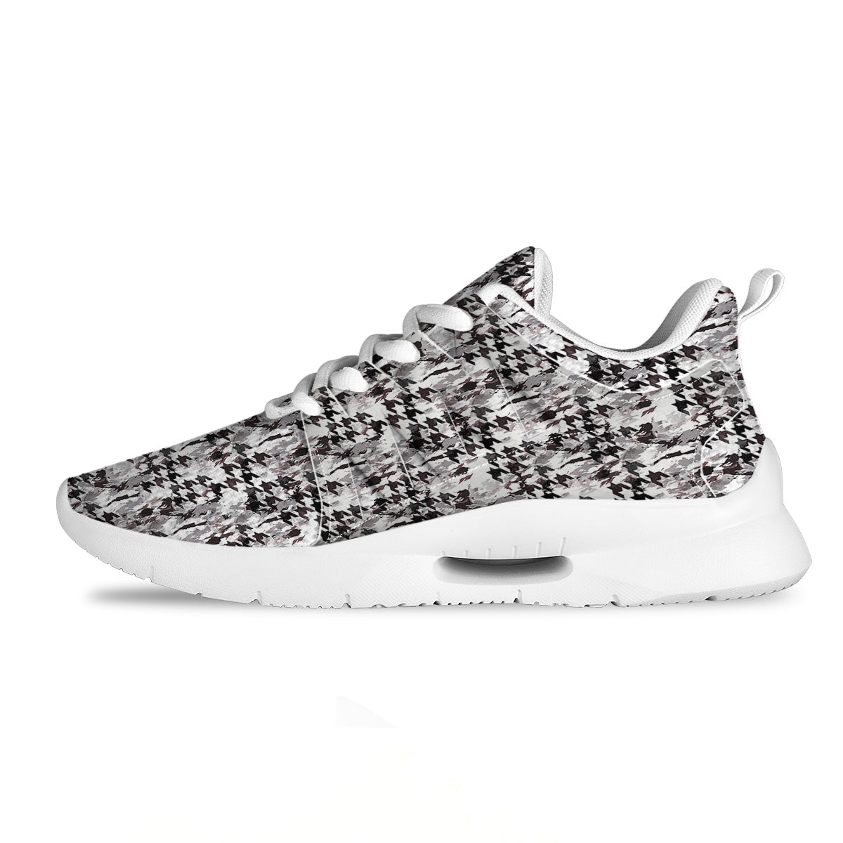 Abstract Houndstooth And Camo Print Pattern Tennis Shoes-grizzshop
