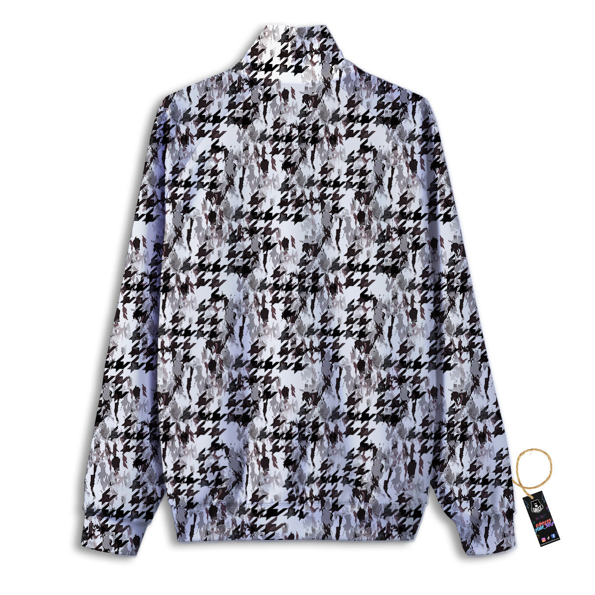 Abstract Houndstooth And Camo Print Pattern Track Jacket-grizzshop