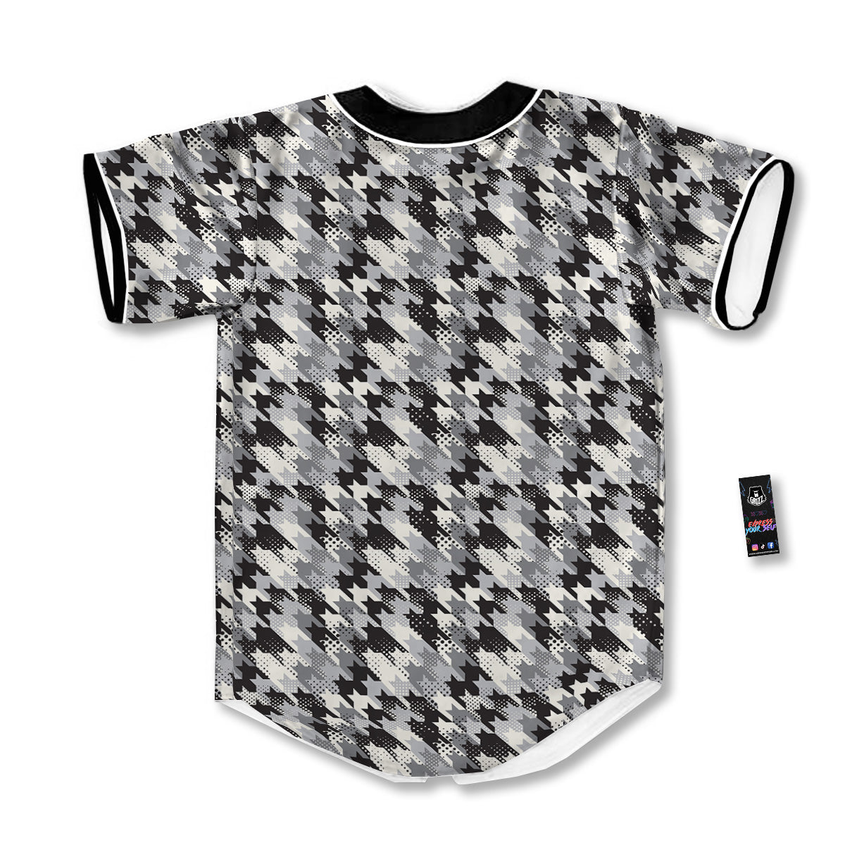 Abstract Houndstooth And Dots Print Pattern Baseball Jersey-grizzshop