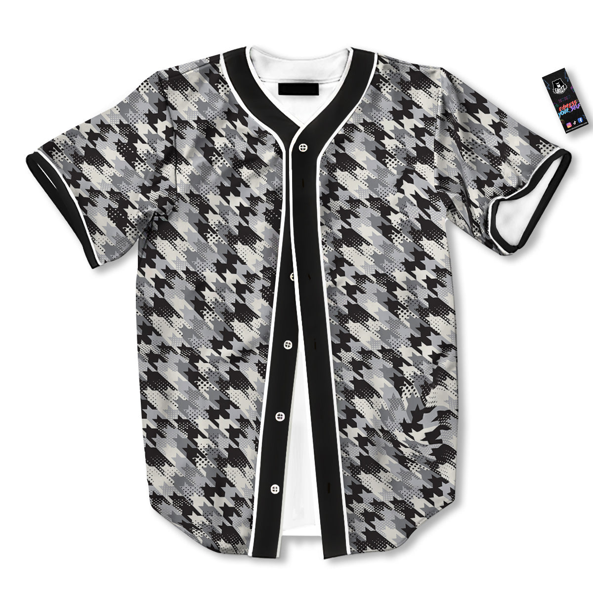 Abstract Houndstooth And Dots Print Pattern Baseball Jersey-grizzshop