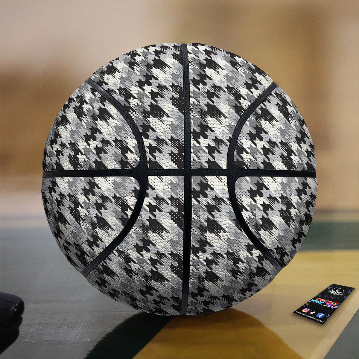 Abstract Houndstooth And Dots Print Pattern Basketball-grizzshop