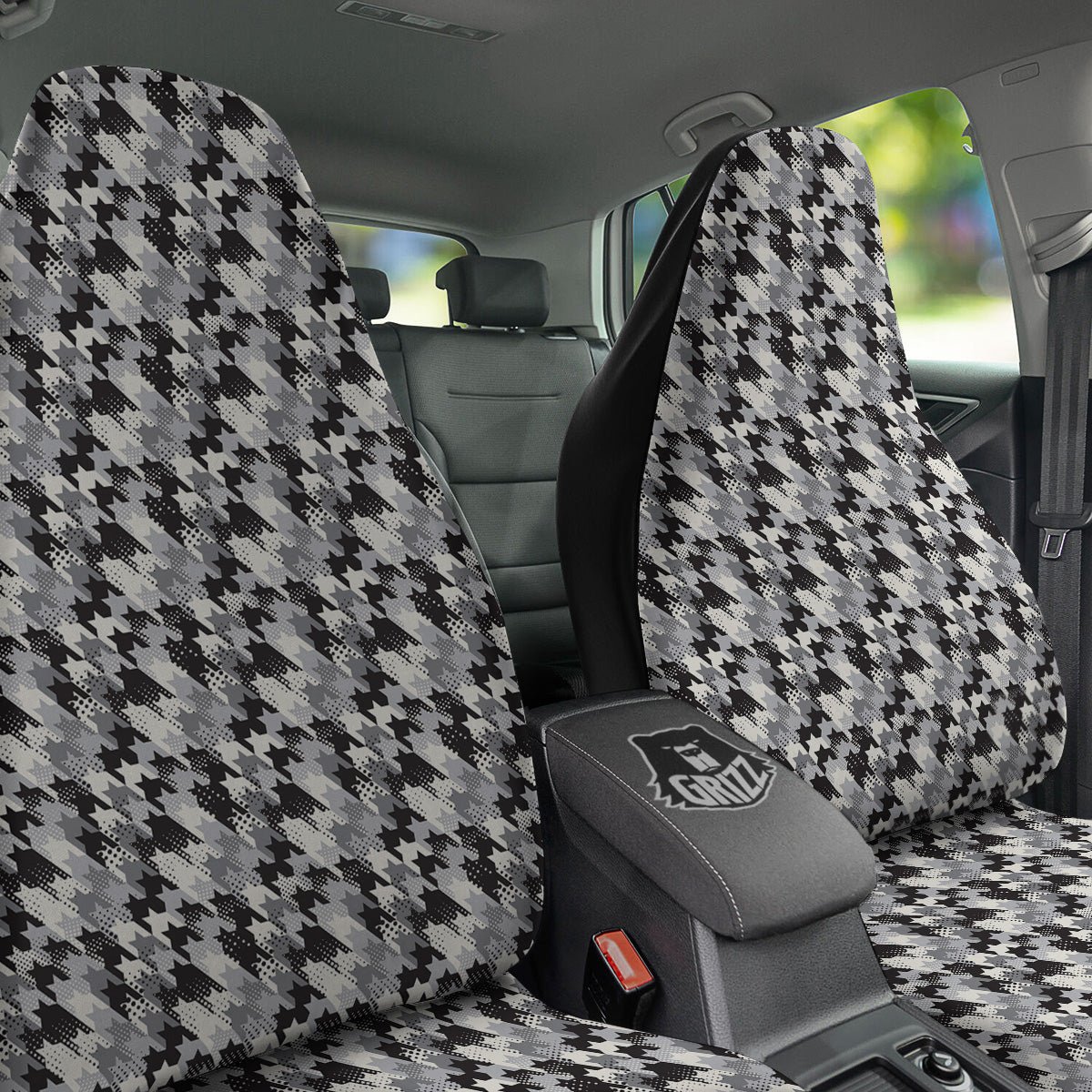 Abstract Houndstooth And Dots Print Pattern Car Seat Covers-grizzshop