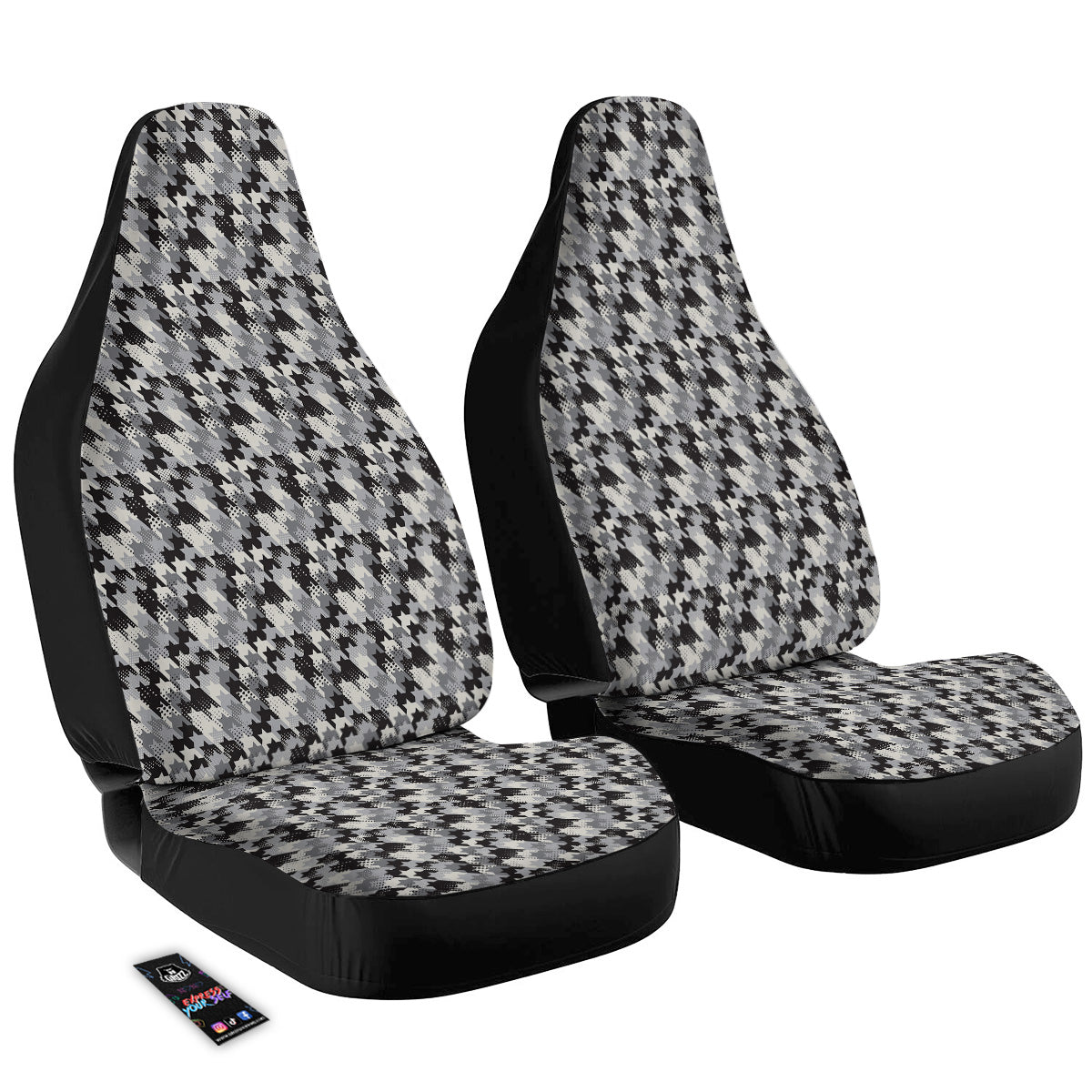 Abstract Houndstooth And Dots Print Pattern Car Seat Covers-grizzshop