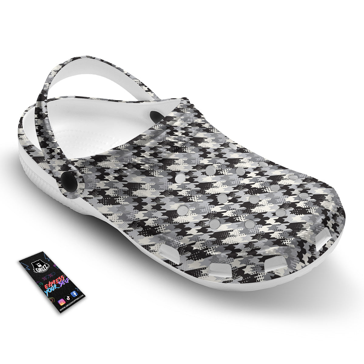 Abstract Houndstooth And Dots Print Pattern Clog-grizzshop