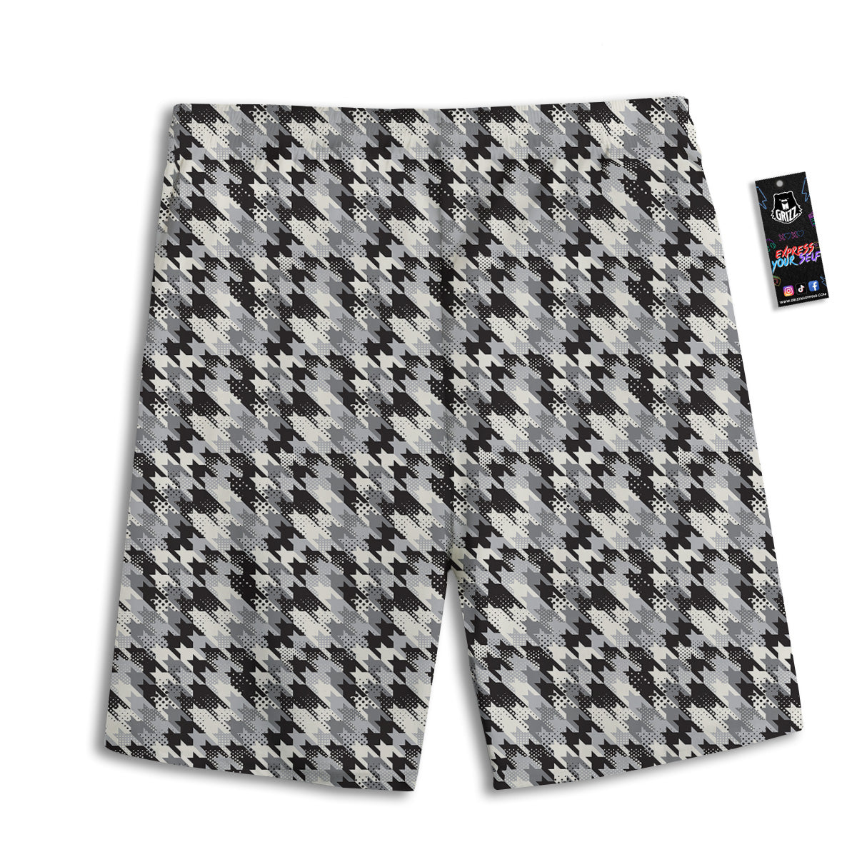 Abstract Houndstooth And Dots Print Pattern Men's Athletic Shorts