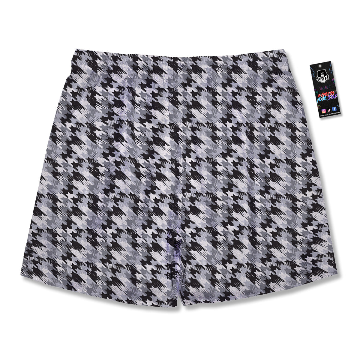 Abstract Houndstooth And Dots Print Pattern Men's Running Shorts-grizzshop