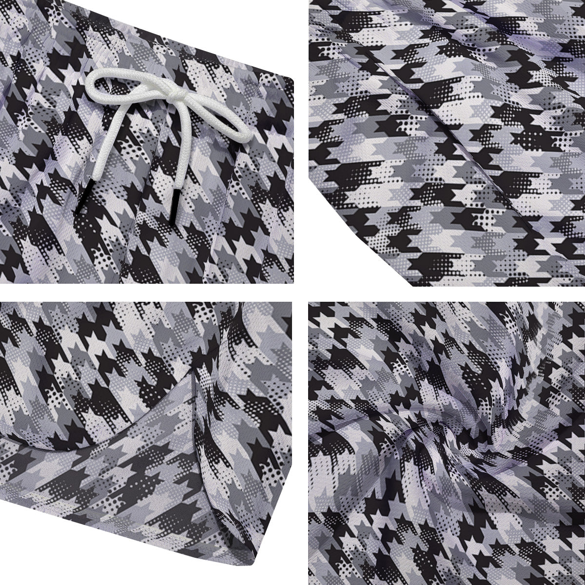 Abstract Houndstooth And Dots Print Pattern Men's Running Shorts-grizzshop