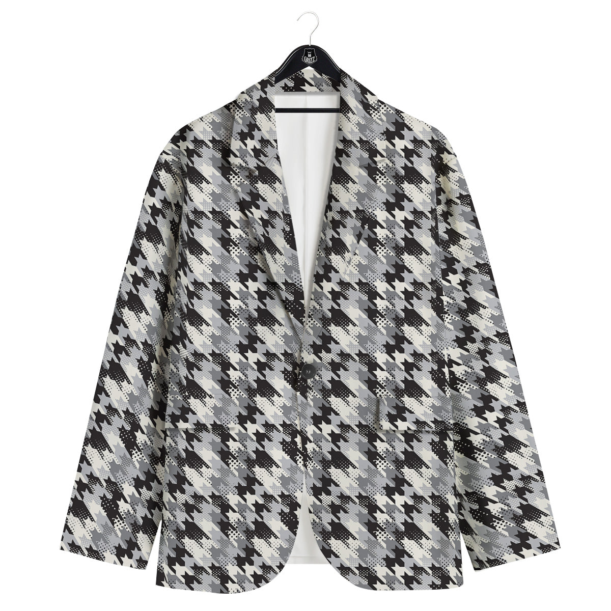 Abstract Houndstooth And Dots Print Pattern Men's Sport Coat-grizzshop