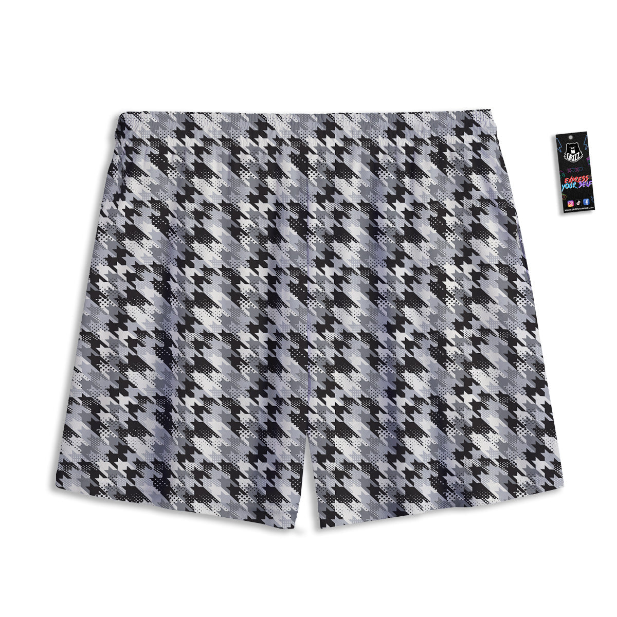 Argyle Dark Grey Print Pattern Mesh Shorts