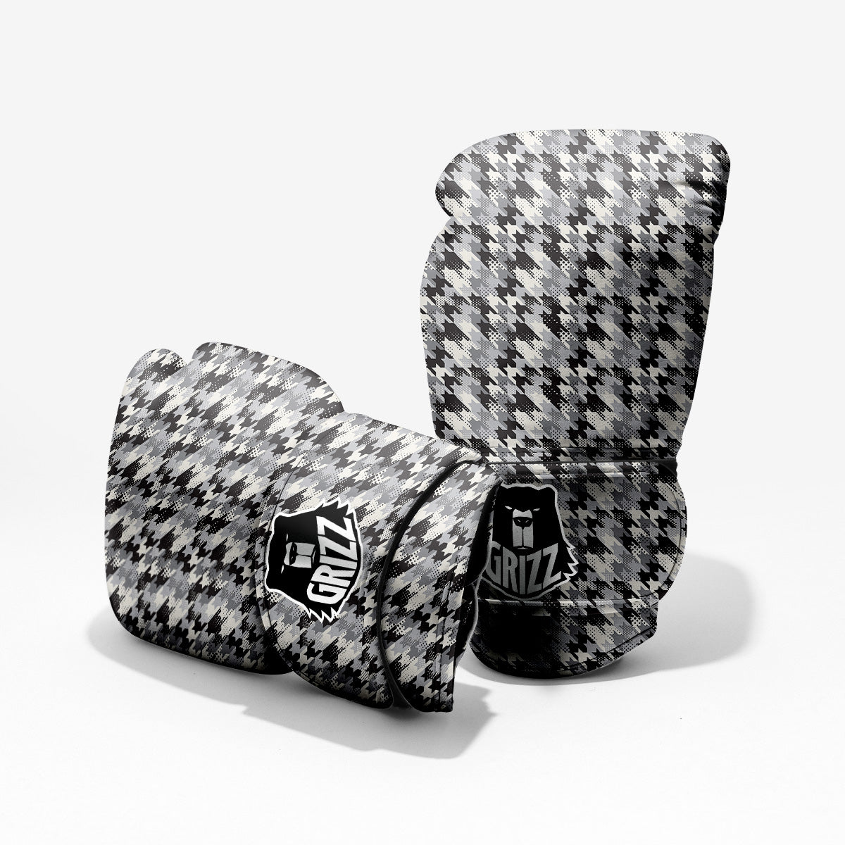 Abstract Houndstooth And Dots Print Pattern Pro Boxing Glove