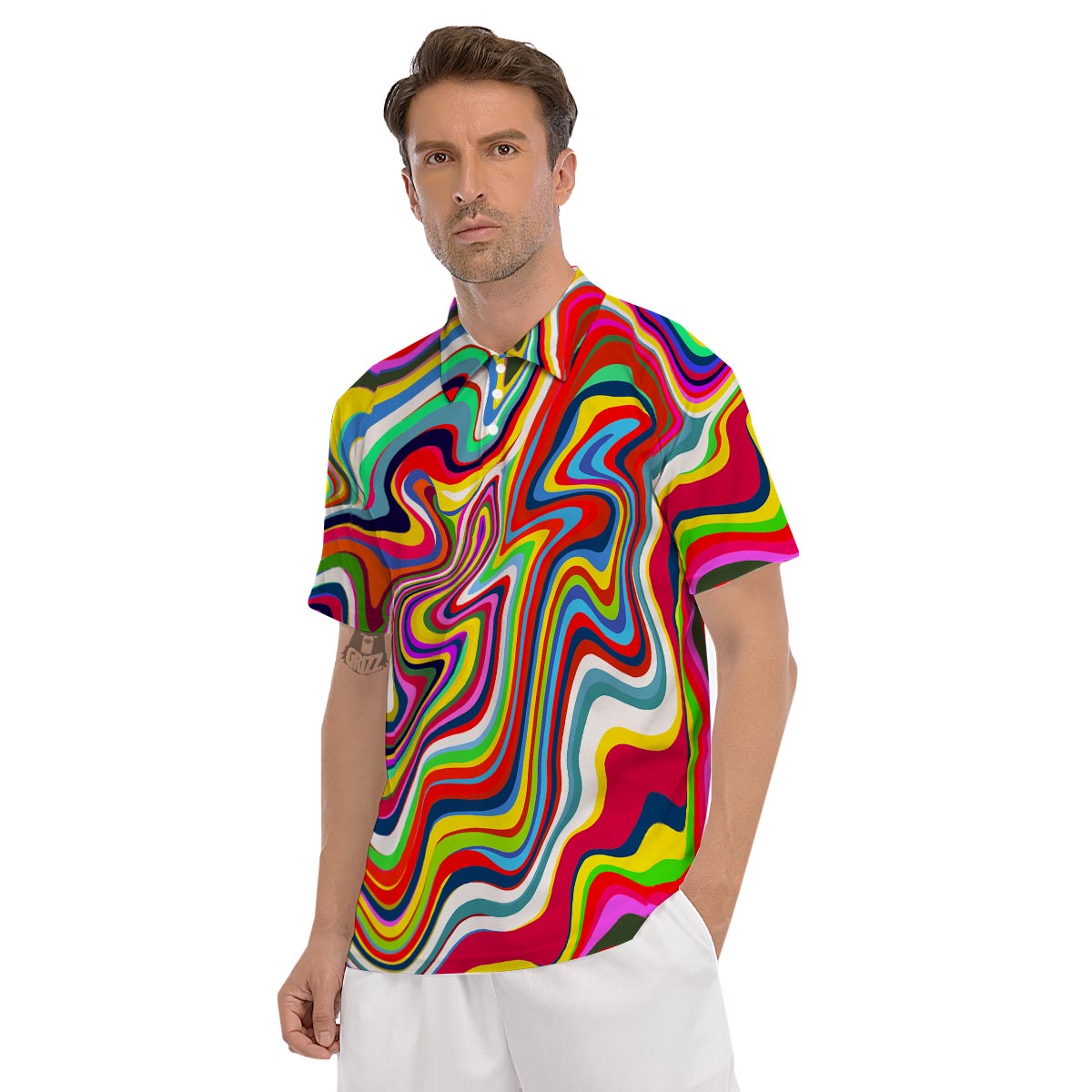 Abstract Ink Paint Men's Golf Shirts-grizzshop
