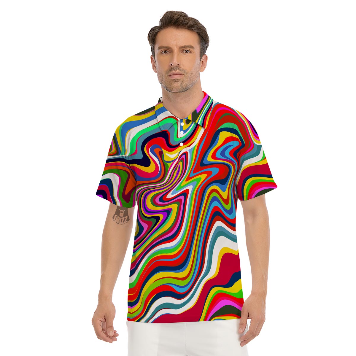 Abstract Ink Paint Men's Golf Shirts-grizzshop