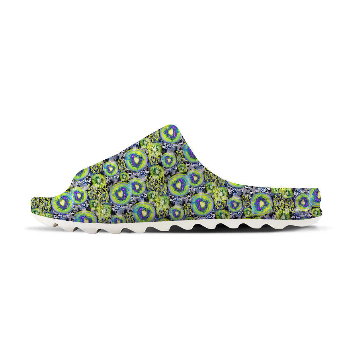 Abstract Kiwi Glitch Print Pattern Sandals-grizzshop
