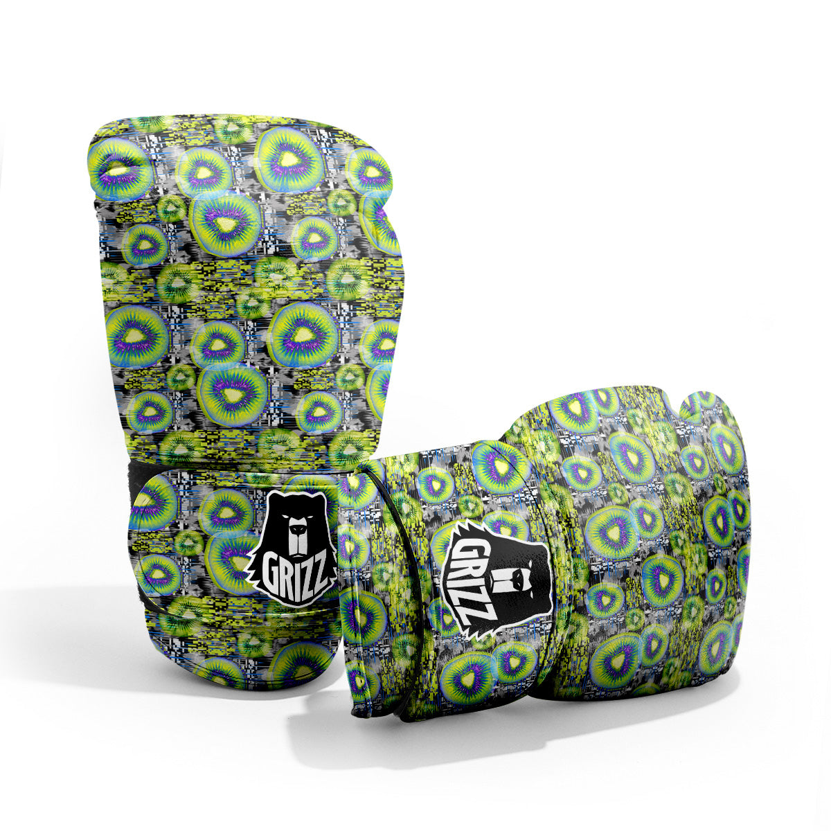 Abstract Kiwi Glitch Print Pattern Pro Boxing Glove