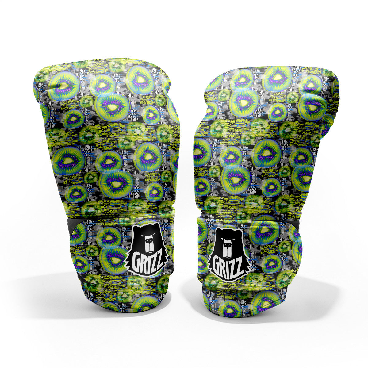 Abstract Kiwi Glitch Print Pattern Pro Boxing Glove