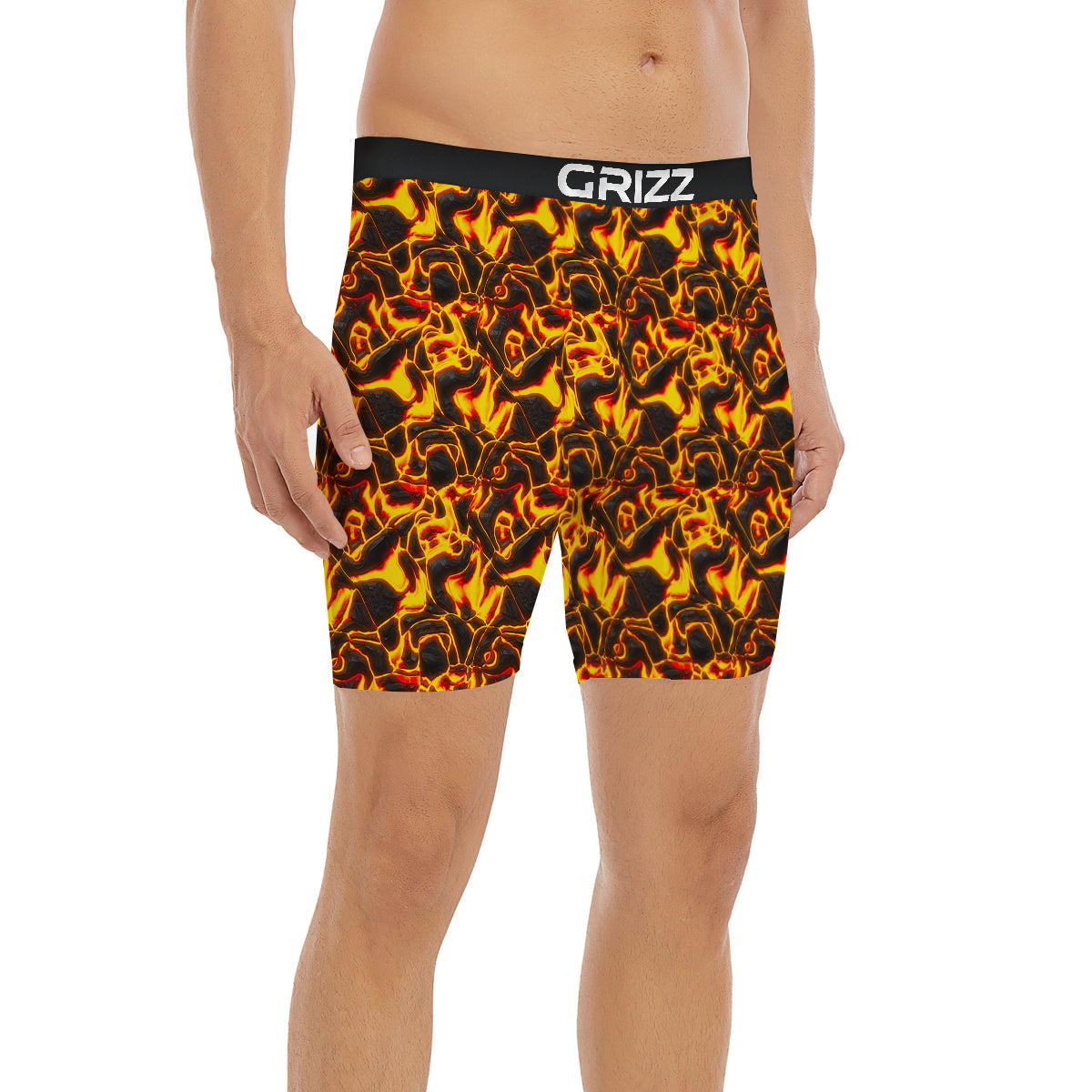 Abstract Lava And Fire Texture Print Boxer Briefs-grizzshop