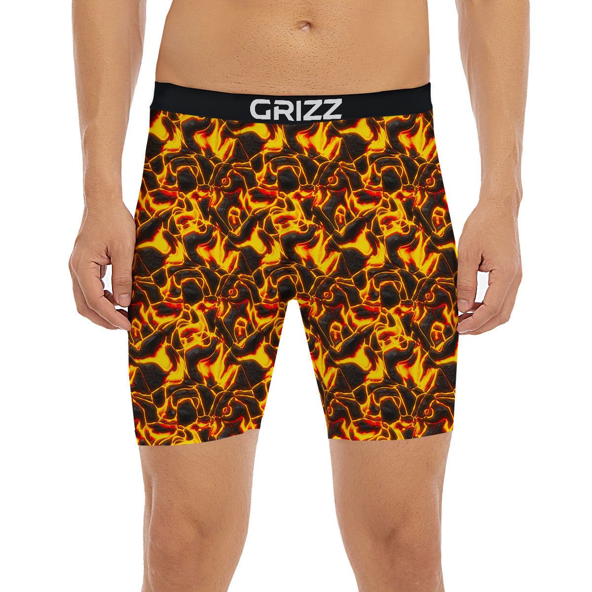 Abstract Lava And Fire Texture Print Boxer Briefs-grizzshop