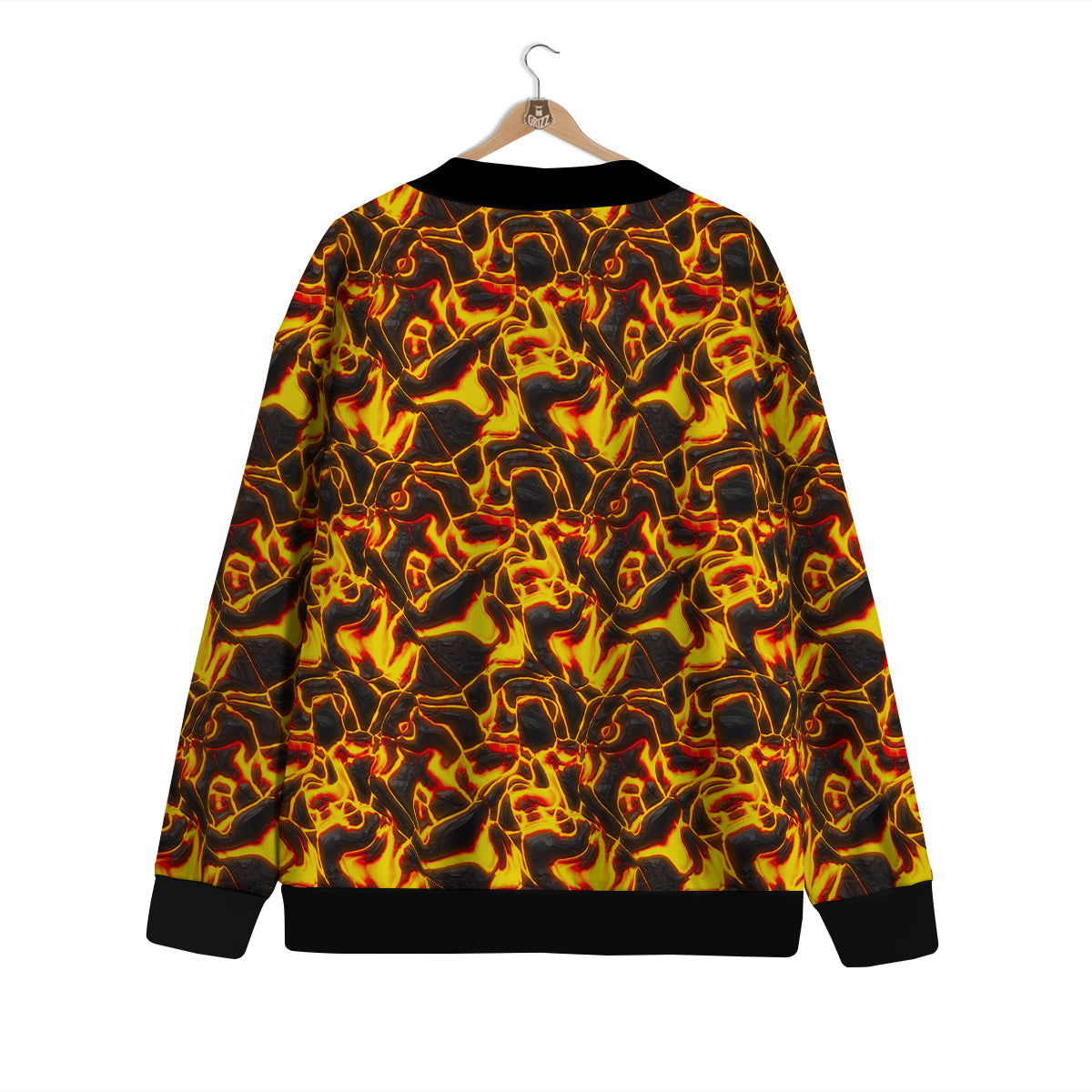 Abstract Lava And Fire Texture Print Cardigan-grizzshop