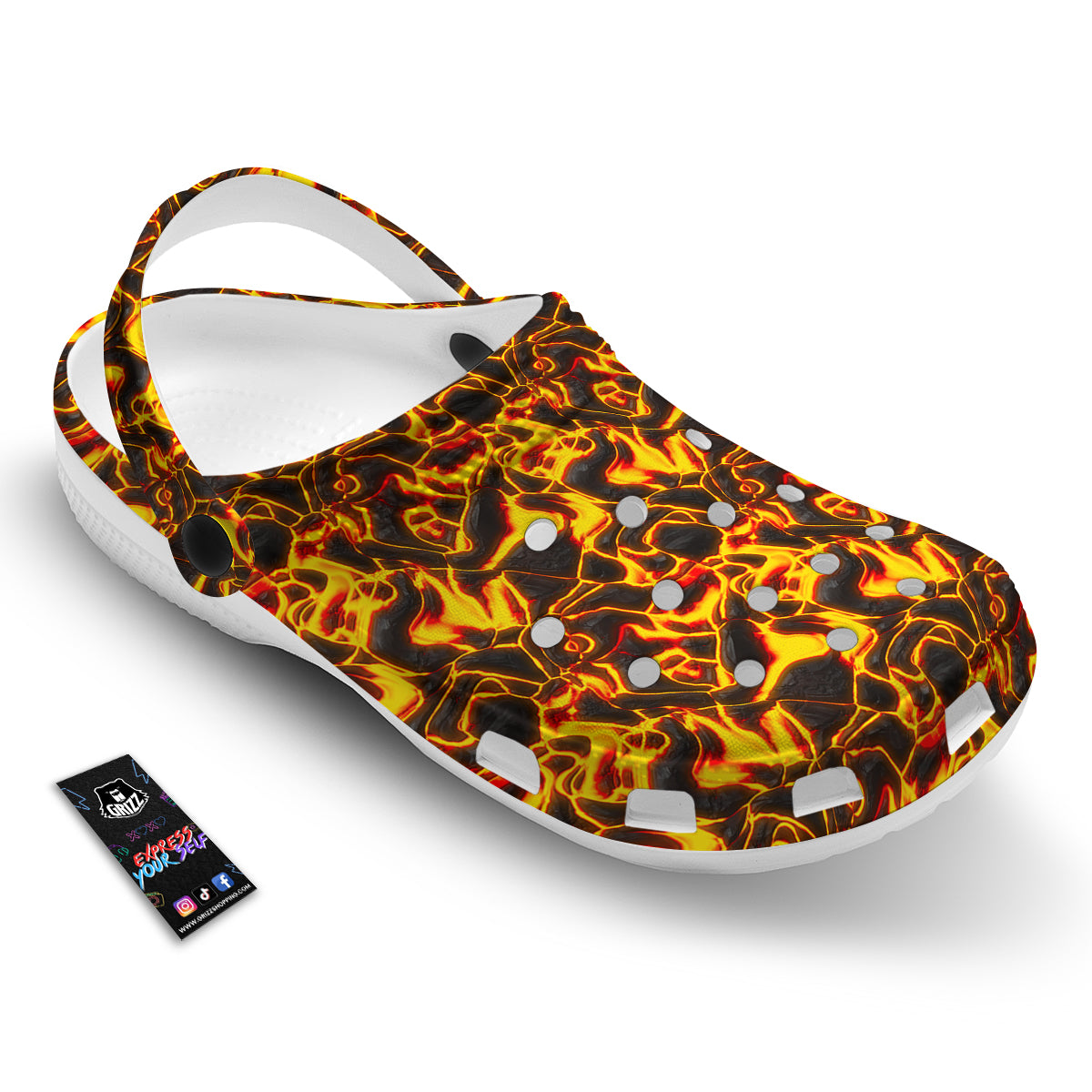 Abstract Lava And Fire Texture Print Clog-grizzshop