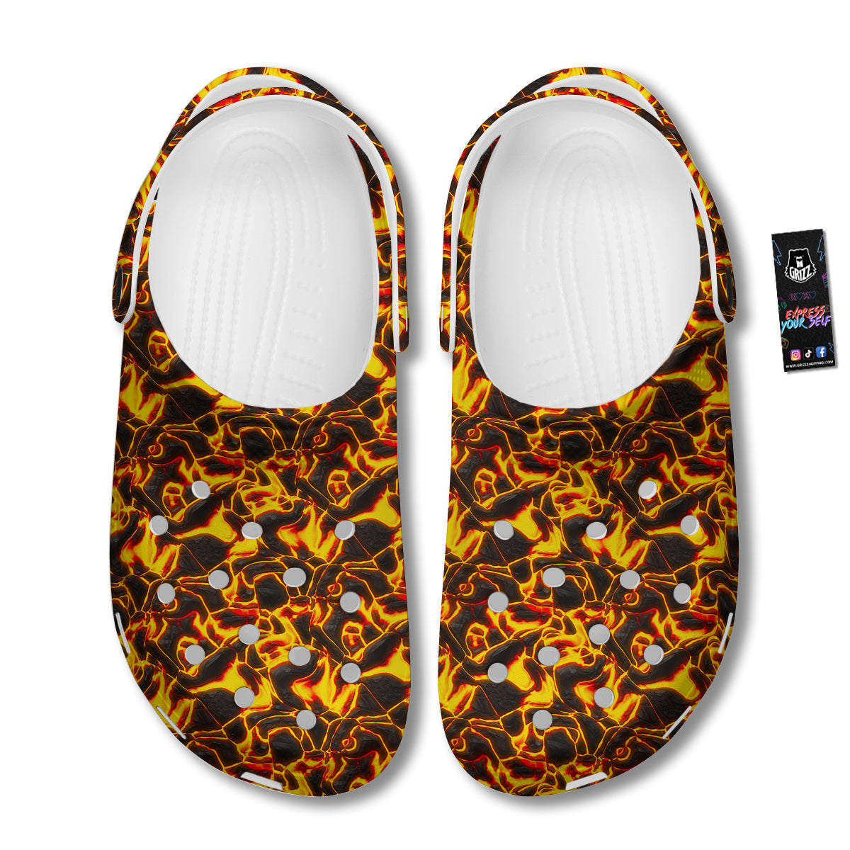 Abstract Lava And Fire Texture Print Clog-grizzshop