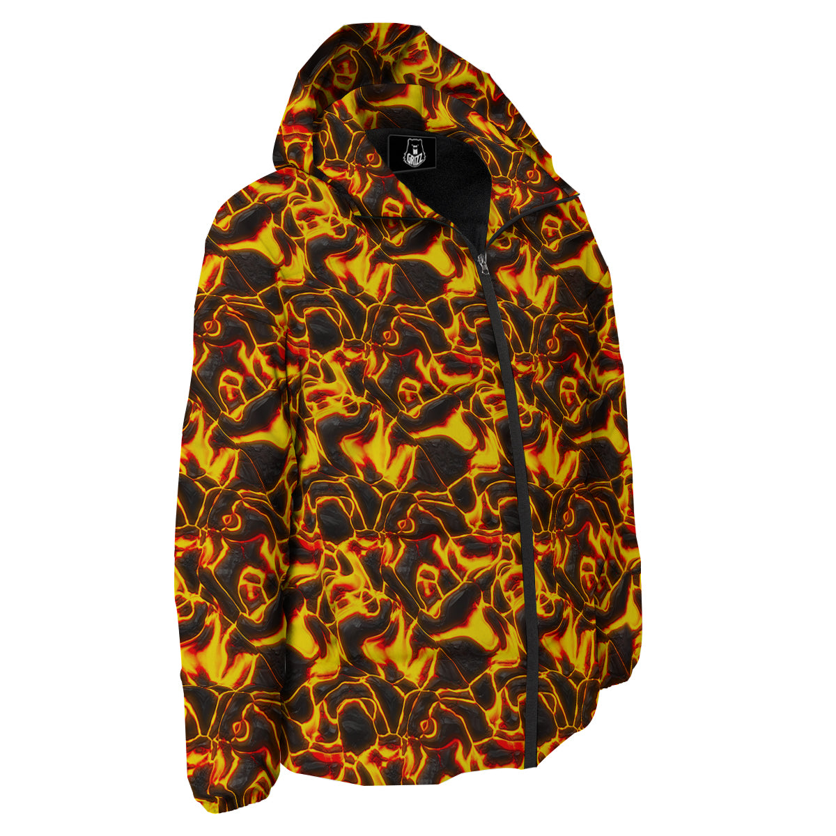 Abstract Lava And Fire Texture Print Down Jacket-grizzshop