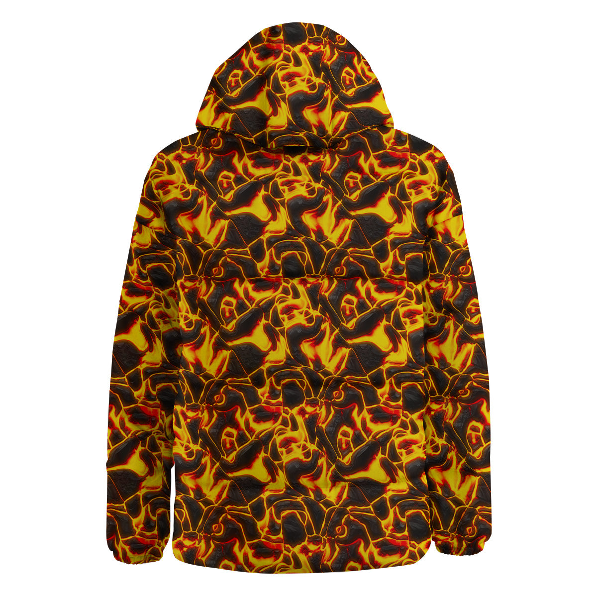 Abstract Lava And Fire Texture Print Down Jacket-grizzshop