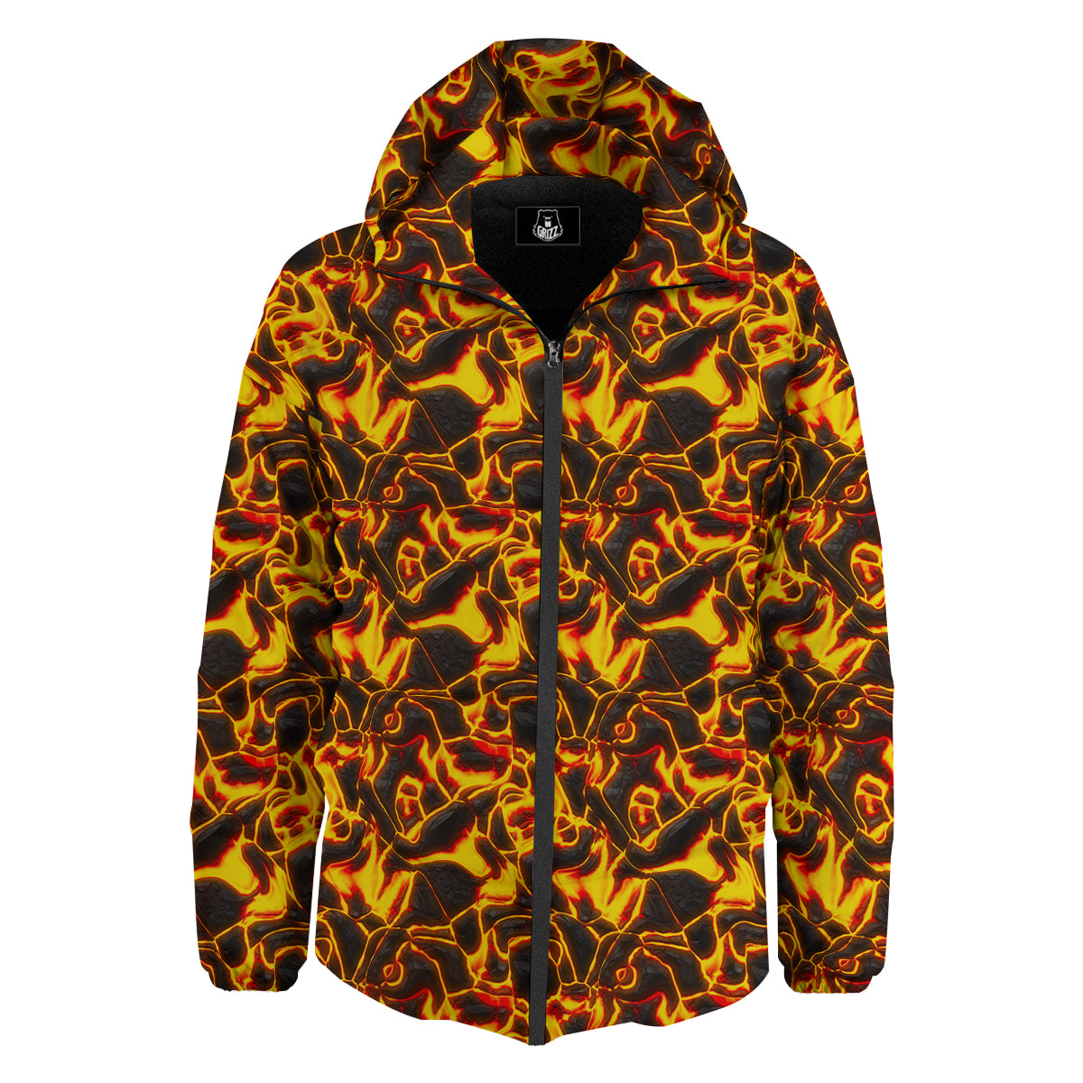 Abstract Lava And Fire Texture Print Down Jacket-grizzshop
