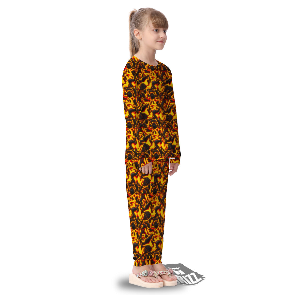 Abstract Lava And Fire Texture Print Kid's Pajamas-grizzshop