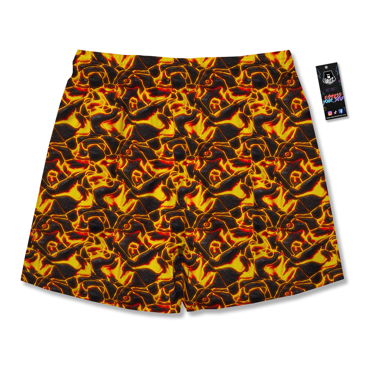 Abstract Lava And Fire Texture Print Men's Running Shorts-grizzshop