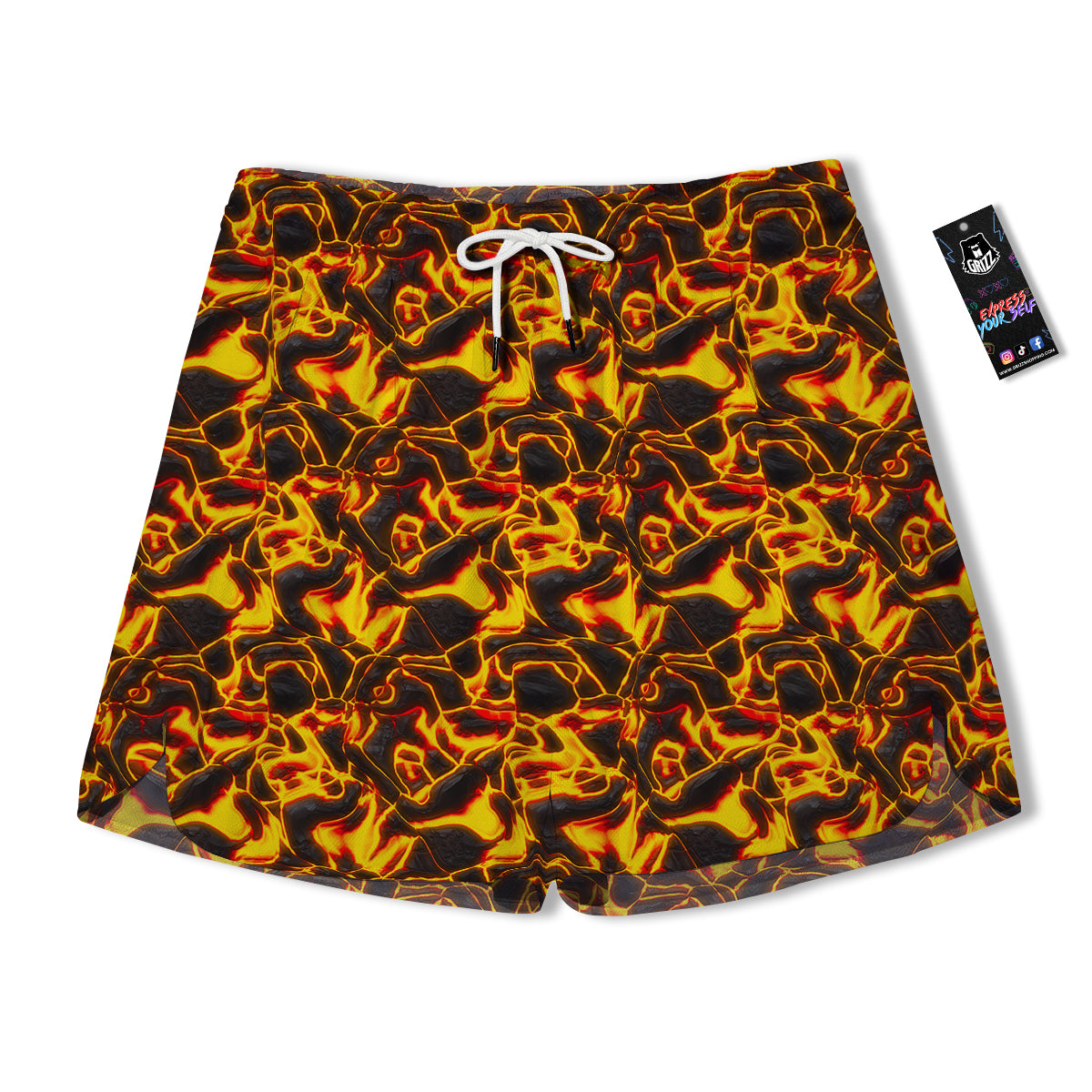 Abstract Lava And Fire Texture Print Men's Running Shorts-grizzshop