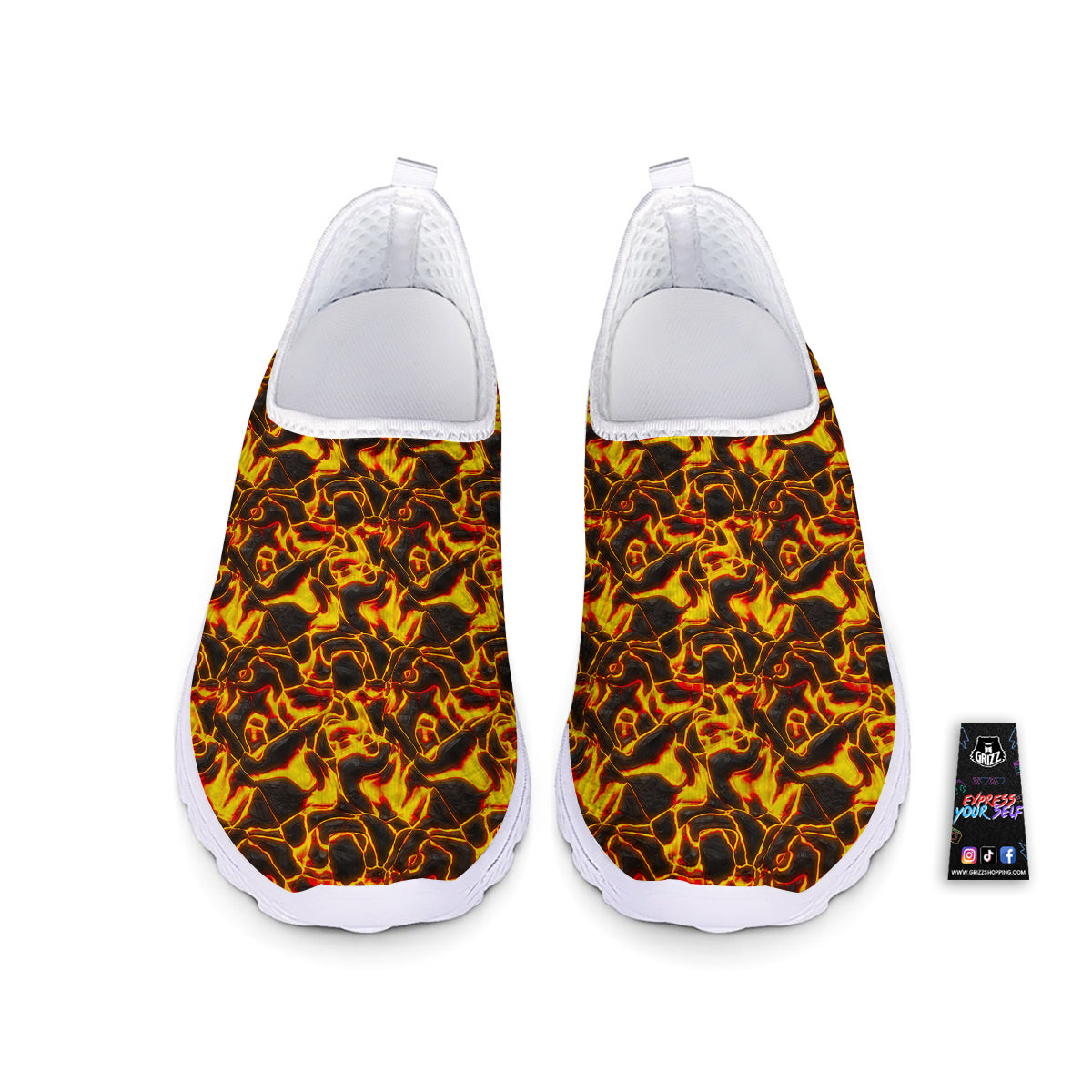 Abstract Lava And Fire Texture Print Nurse Shoes-grizzshop