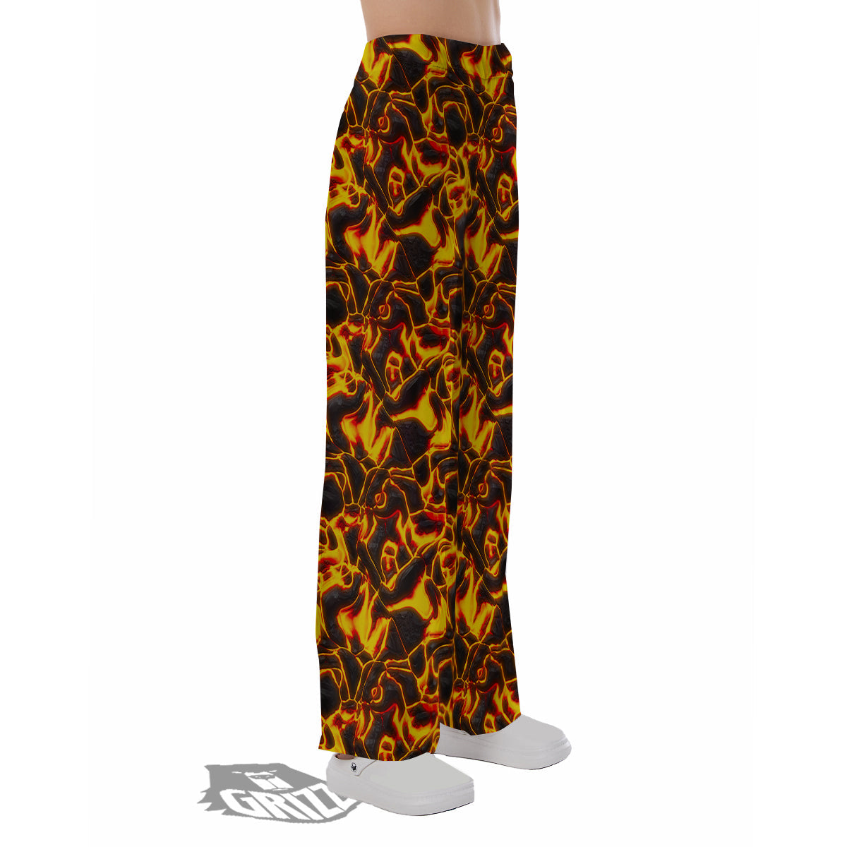 Abstract Lava And Fire Texture Print Pajama Pants-grizzshop