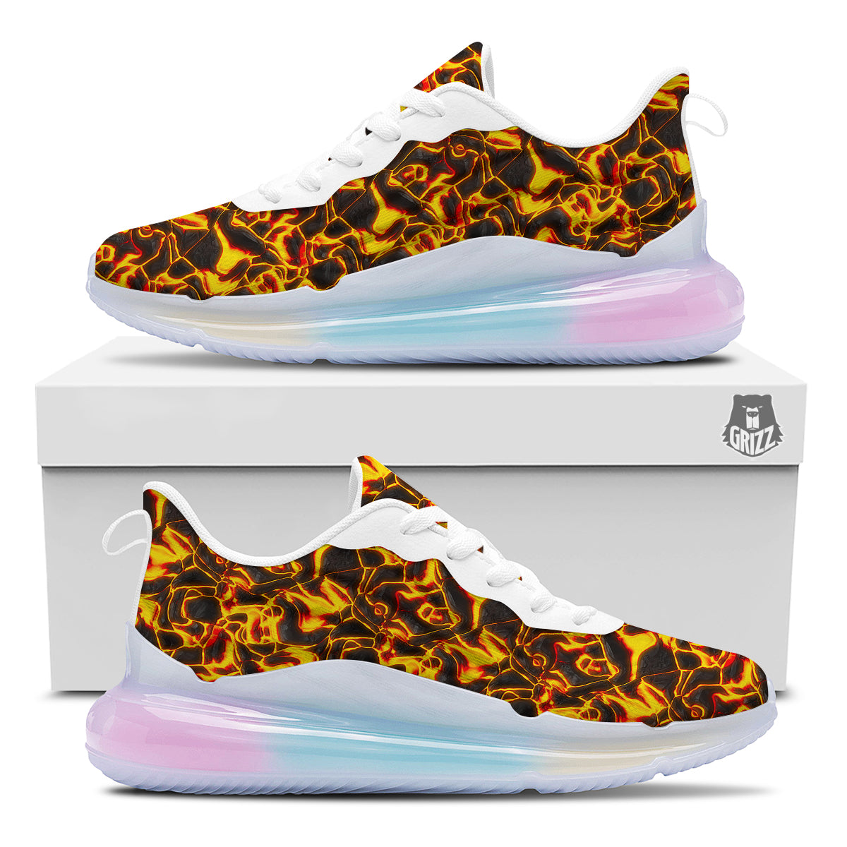 Abstract Lava And Fire Texture Print Running Sneakers-grizzshop