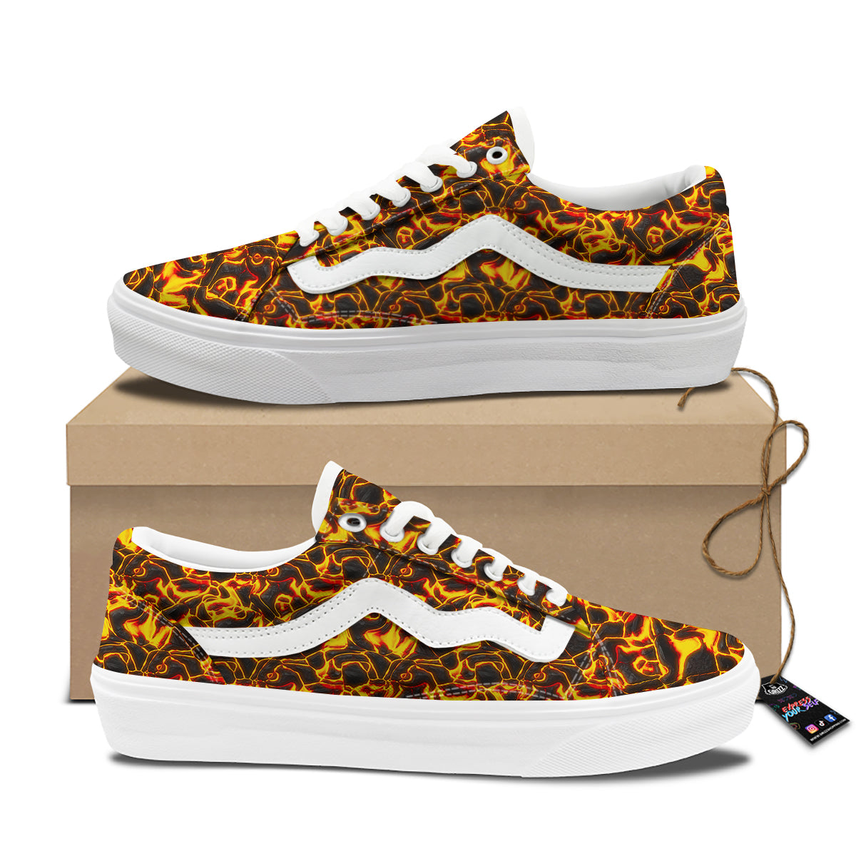 Abstract Lava And Fire Texture Print Skate Shoes-grizzshop