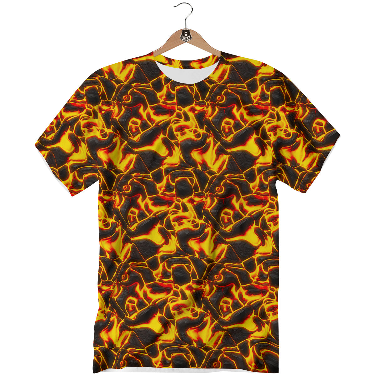 Abstract Lava And Fire Texture Print T-Shirt-grizzshop