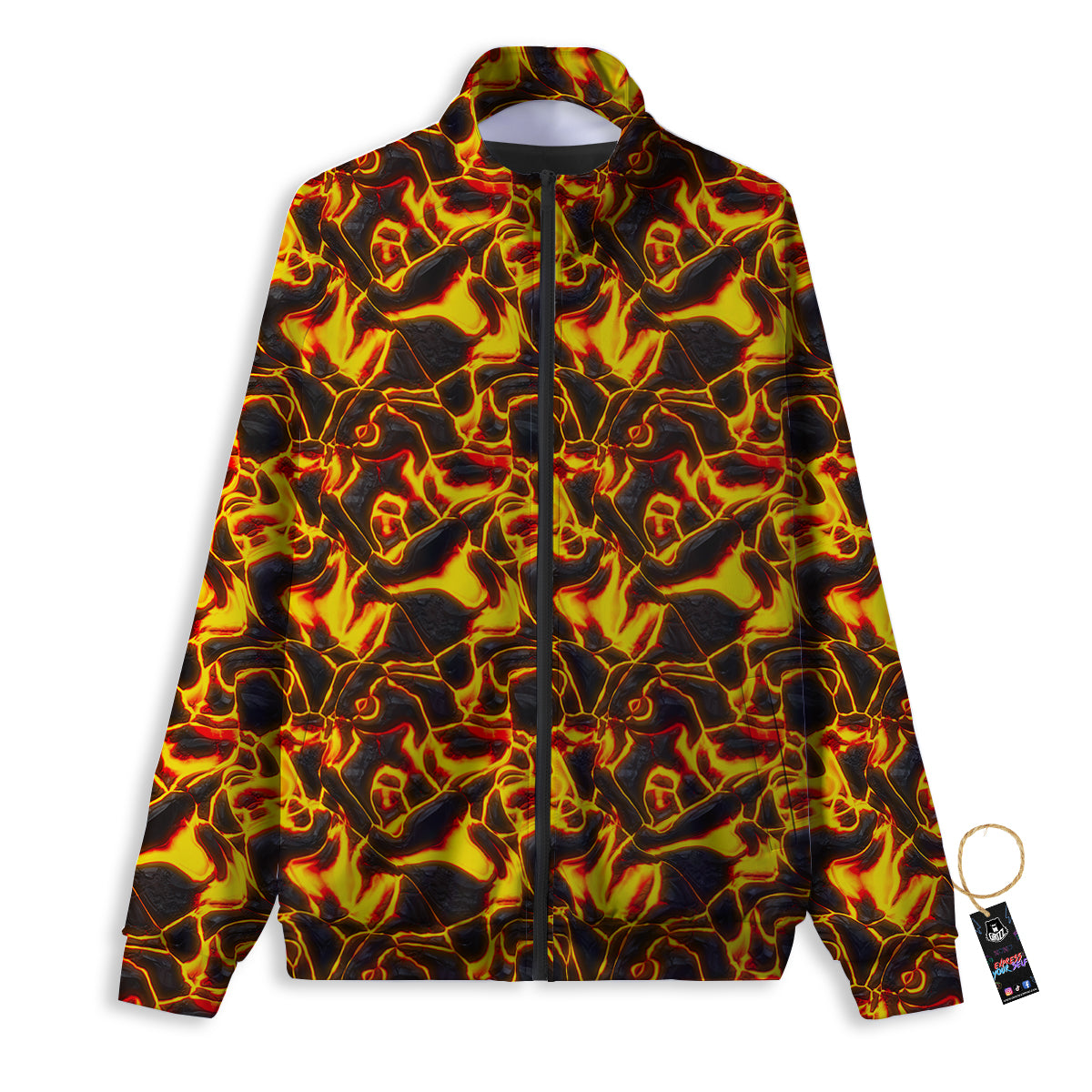 Abstract Lava And Fire Texture Print Track Jacket-grizzshop