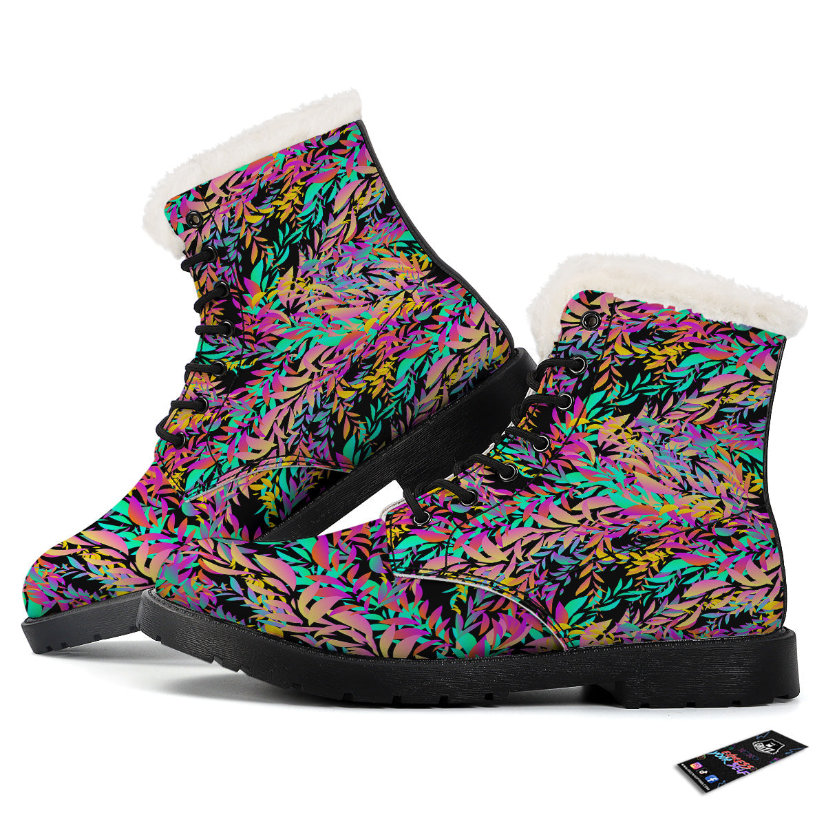 Abstract Lava And Fire Texture Print Winter Boots-grizzshop