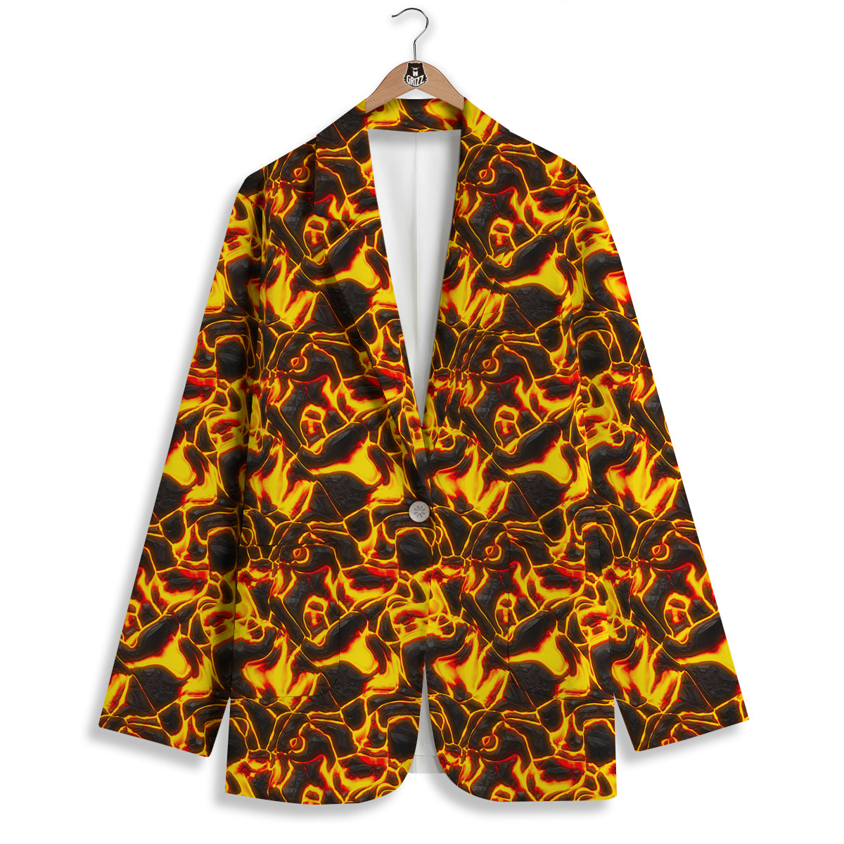 Abstract Lava And Fire Texture Print Women's Blazer-grizzshop