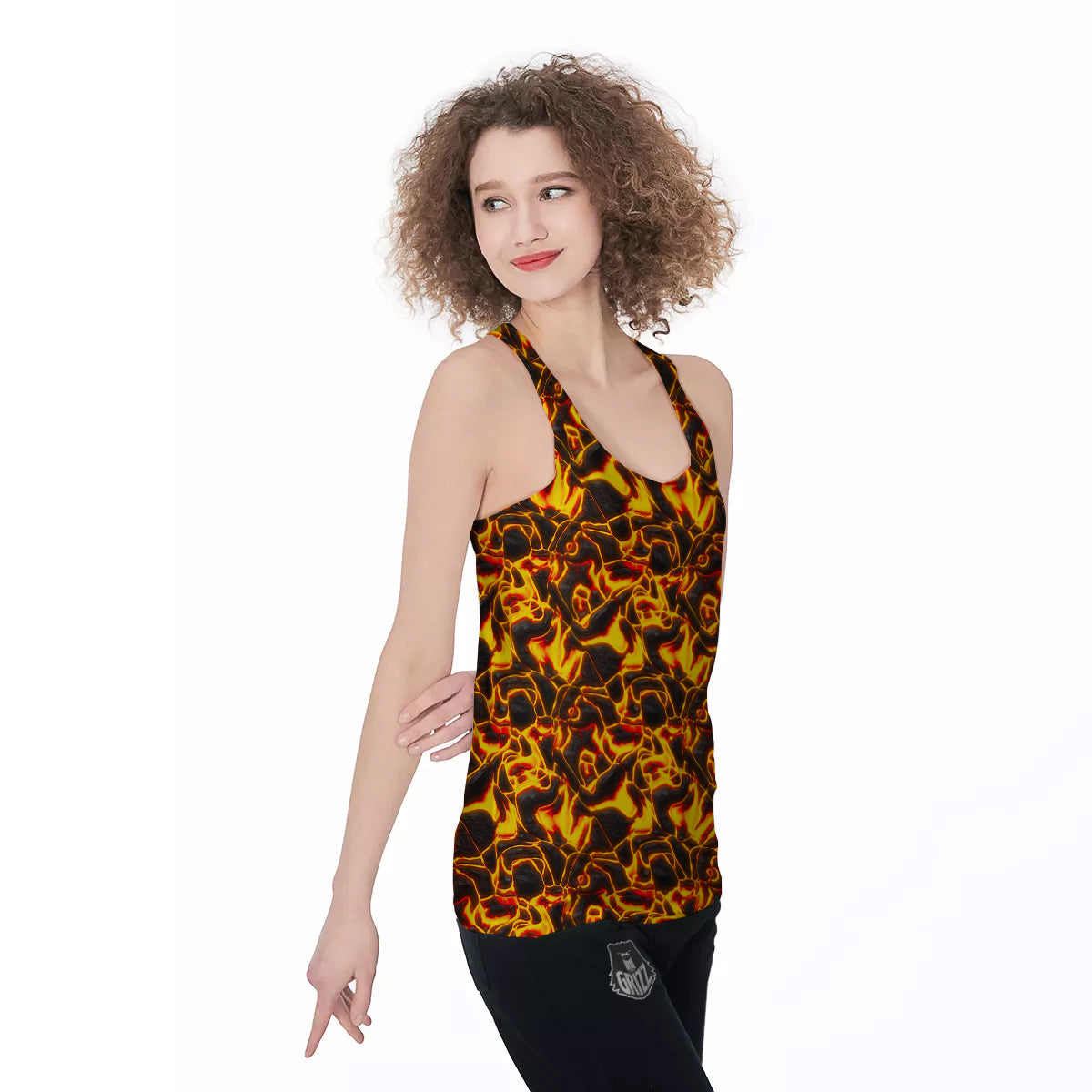 Abstract Lava And Fire Texture Print Women's Racerback Tank Top-grizzshop
